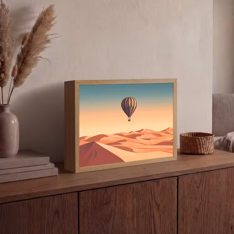 Lightbox - Wandlamp - Luchtballon - Woestijn - Zonsondergang - Blauw — 4