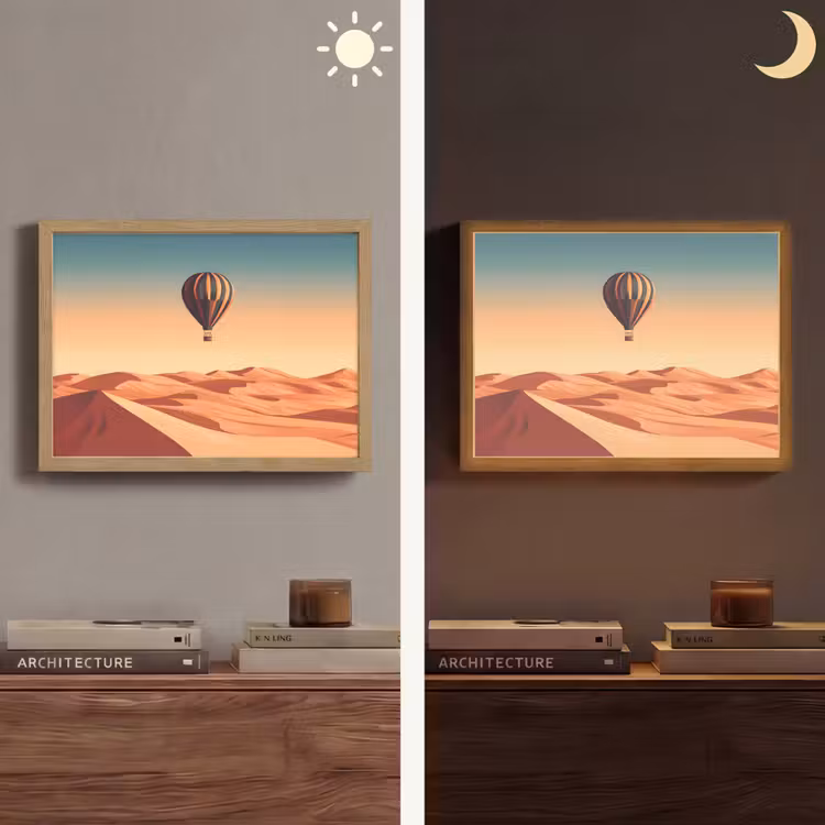 Lightbox - Wandlamp - Luchtballon - Woestijn - Zonsondergang - Blauw — 6