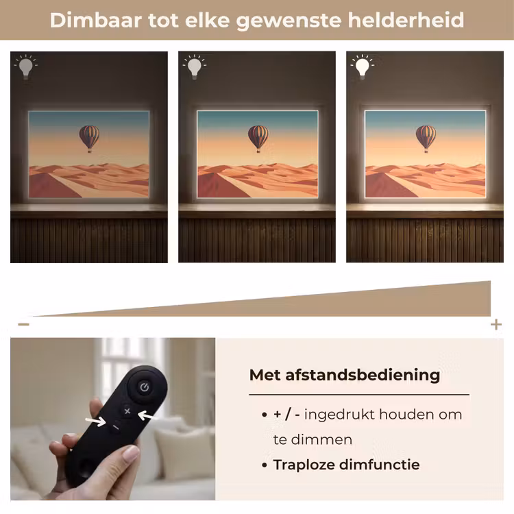 Lightbox - Wandlamp - Luchtballon - Woestijn - Zonsondergang - Blauw — 9