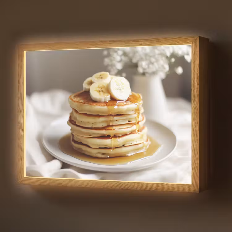 Lightbox - Wandlamp - Pannenkoeken - Banaan - Siroop - Wit - Beige — 1