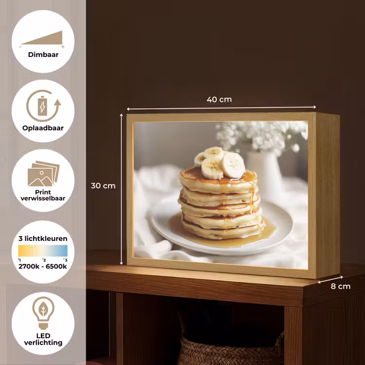 Lightbox - Wandlamp - Pannenkoeken - Banaan - Siroop - Wit - Beige — 10