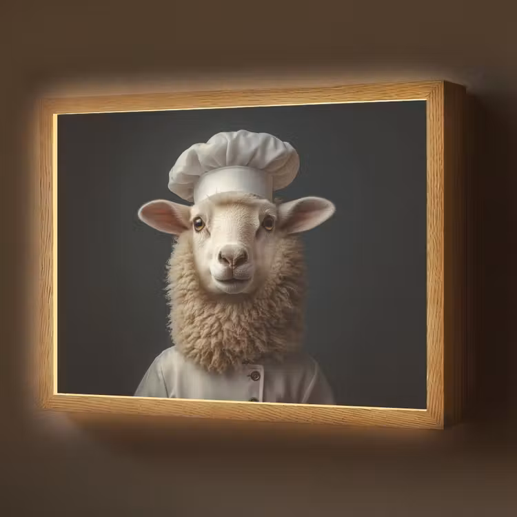 Lightbox - Wandlamp - Schaap - Wol - Kok — 1