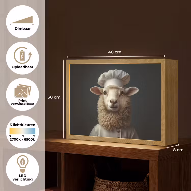 Lightbox - Wandlamp - Schaap - Wol - Kok — 10