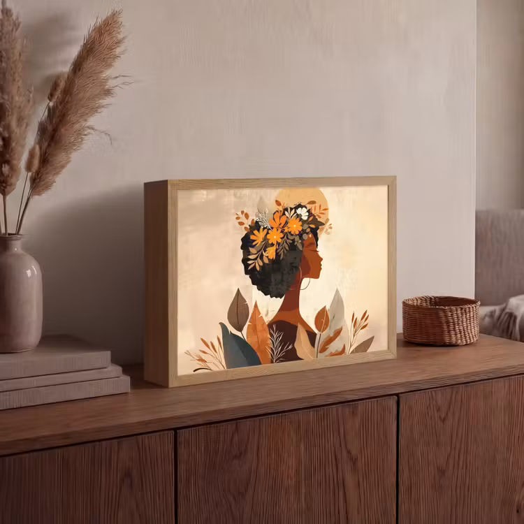 Lightbox - Wandlamp - Vrouw - Krullen - Bloemen - Beige — 4