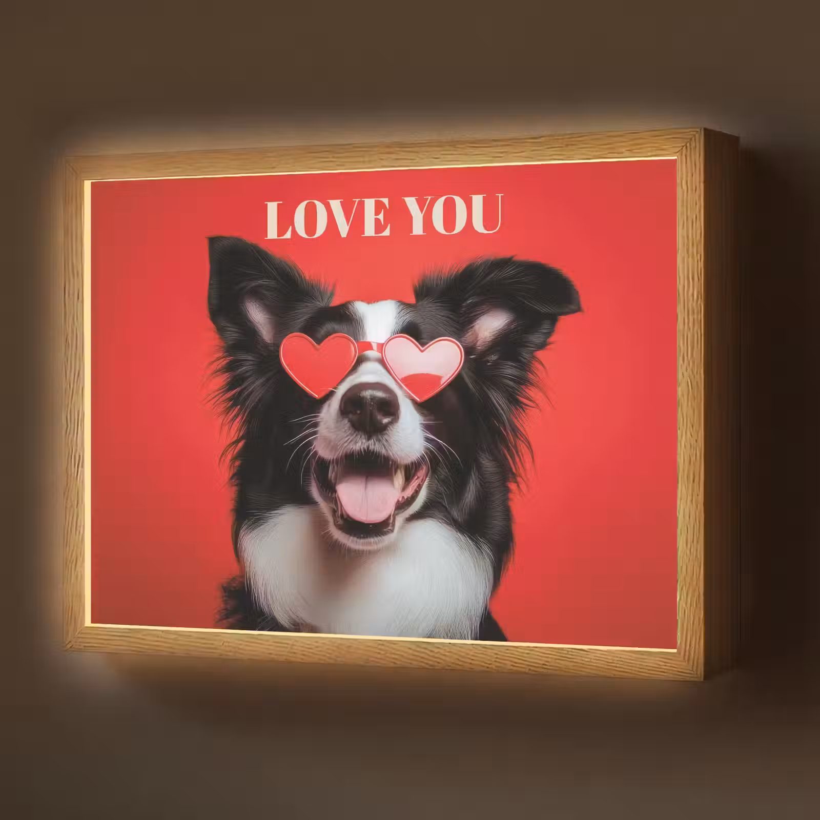 Lightbox - Wandlamp - Hond - Hartjesbril - Loveyou - Rood — 1