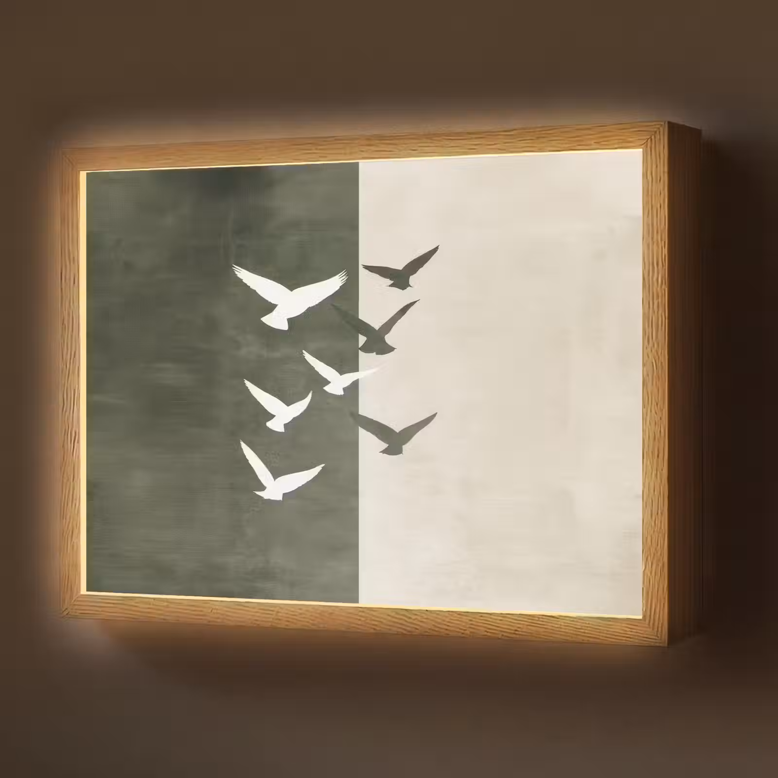 Lightbox - Wandlamp - Japandi - Vogel - Groen — 1