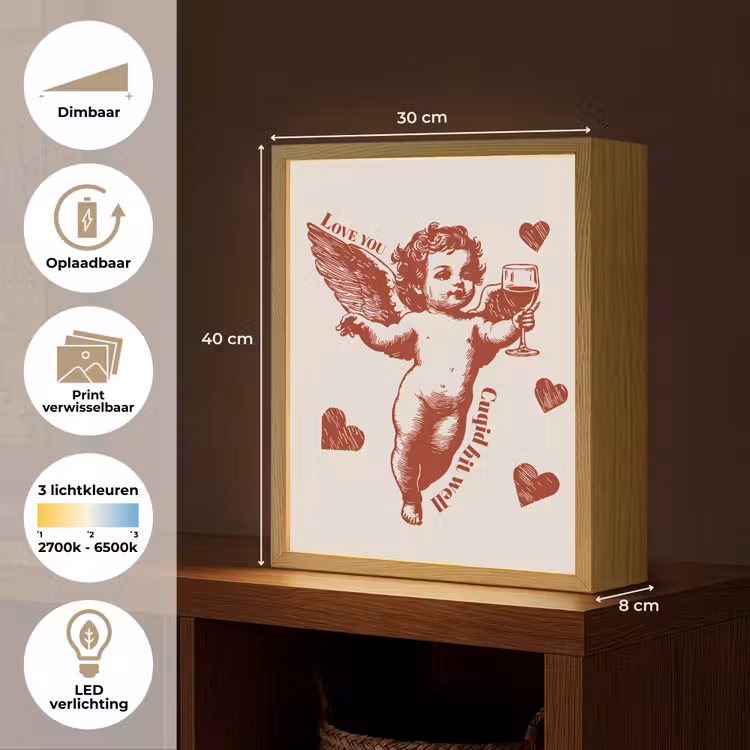 Lightbox - Wandlamp - Cupido - Hartjes - Rood - Klassiek — 9