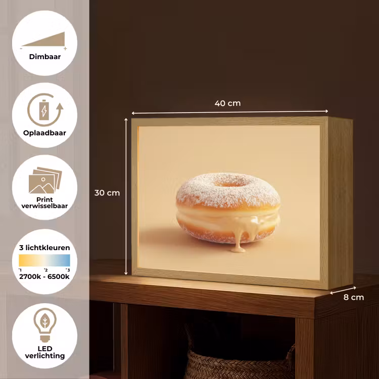Lightbox - Wandlamp - Donut - Romig - Poedersuiker - Beige — 10