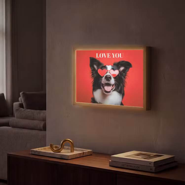 Lightbox - Wandlamp - Hond - Hartjesbril - Loveyou - Rood — 2