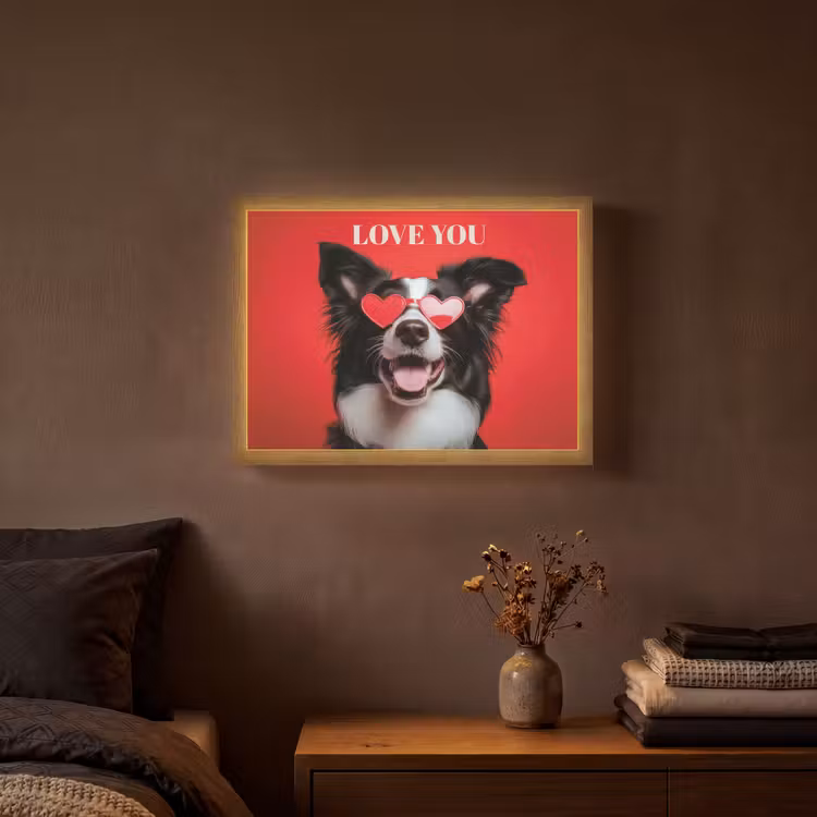 Lightbox - Wandlamp - Hond - Hartjesbril - Loveyou - Rood — 3