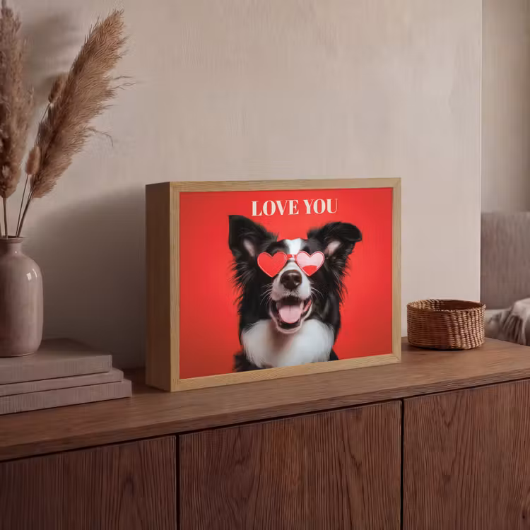 Lightbox - Wandlamp - Hond - Hartjesbril - Loveyou - Rood — 4