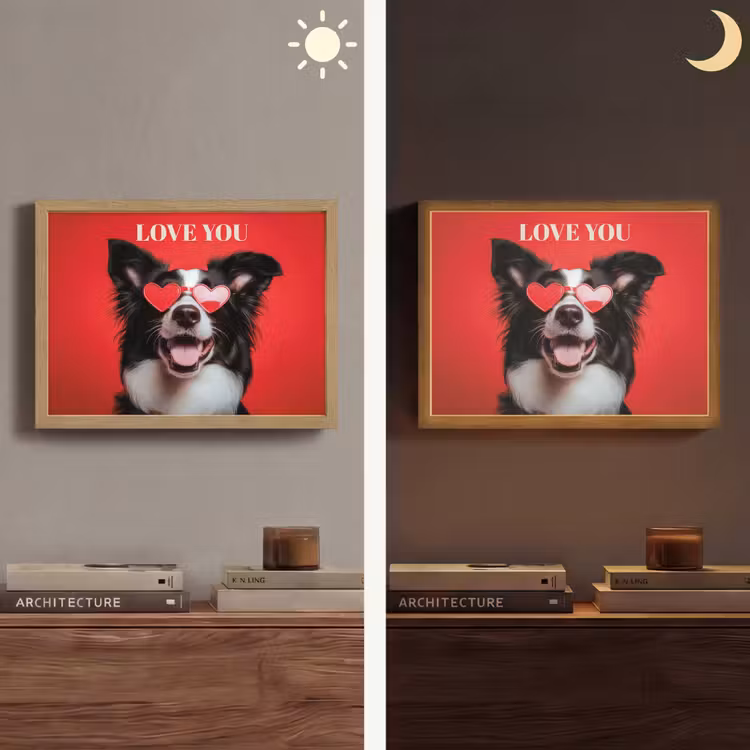 Lightbox - Wandlamp - Hond - Hartjesbril - Loveyou - Rood — 6