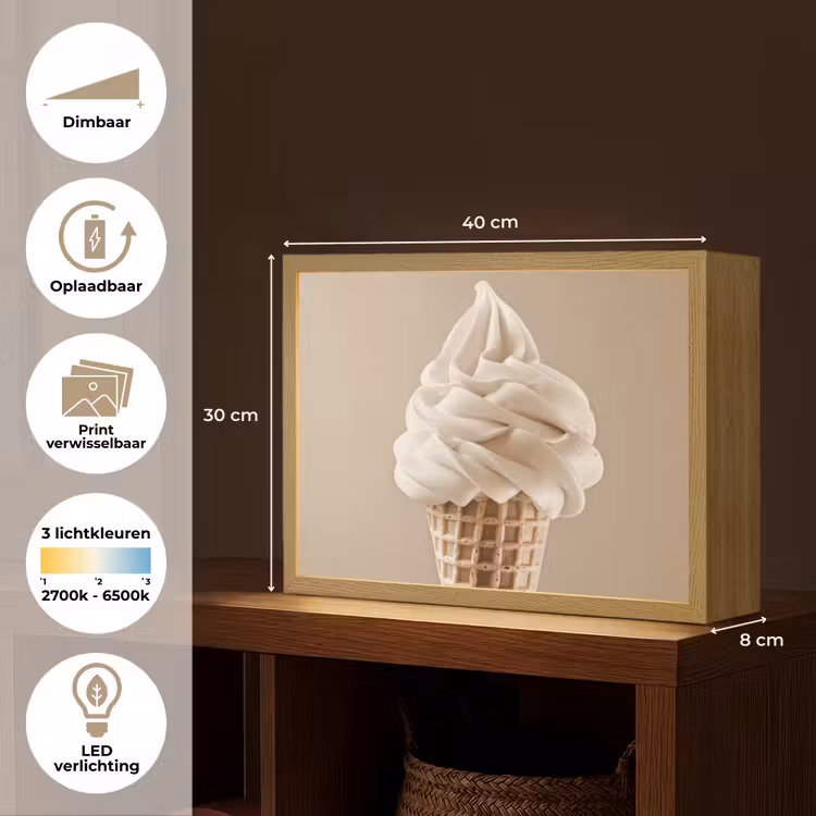 Lightbox - Wandlamp - IJs - Softijs - Romig - Hoorntje - Beige — 10