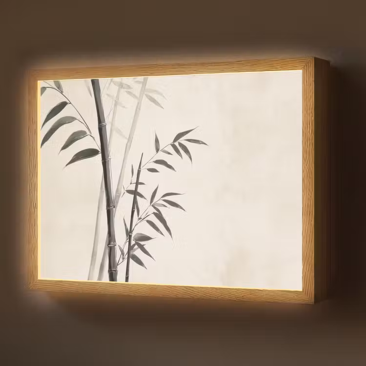 Lightbox - Wandlamp - Japandi - Bamboe - Beige — 1
