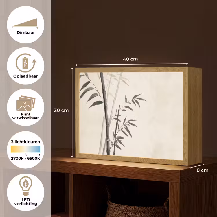 Lightbox - Wandlamp - Japandi - Bamboe - Beige — 10