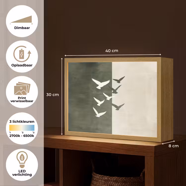 Lightbox - Wandlamp - Japandi - Vogel - Groen — 10