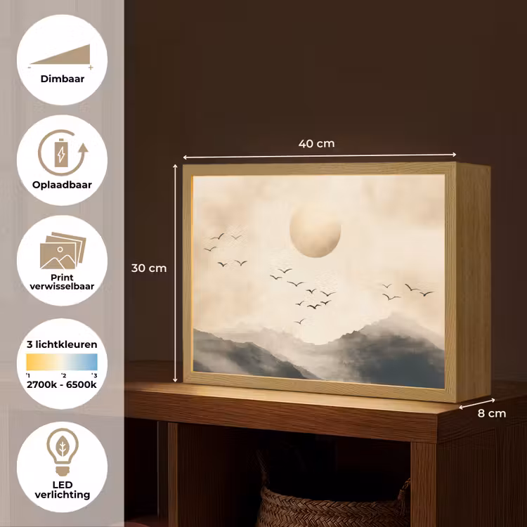 Lightbox - Wandlamp - Landschap - Japandi - vogel — 10