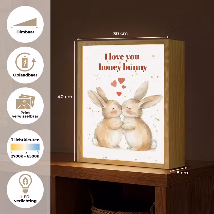 Lightbox - Wandlamp - Liefde - Rood - konijn — 9