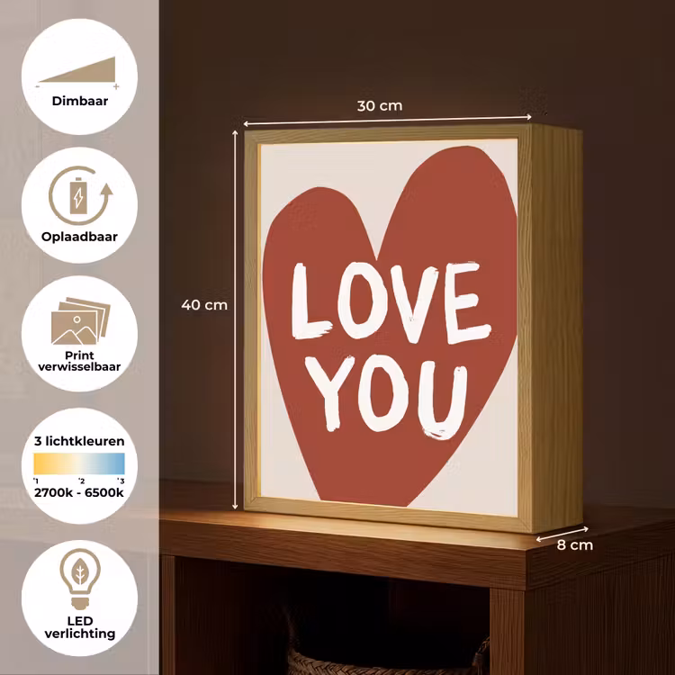 Lightbox - Wandlamp - Loveyou - Hart - Rood — 9