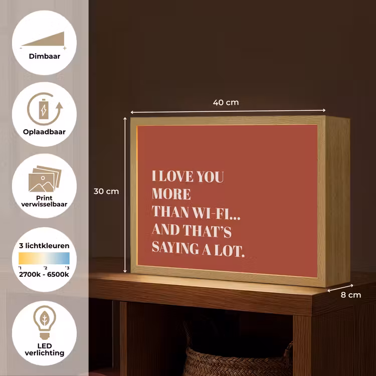 Lightbox - Wandlamp - Rood - Quote - Liefde — 10