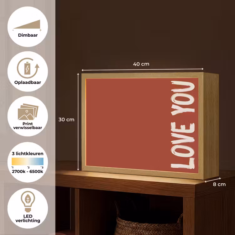 Lightbox - Wandlamp - Schuin - Loveyou - Rood — 10