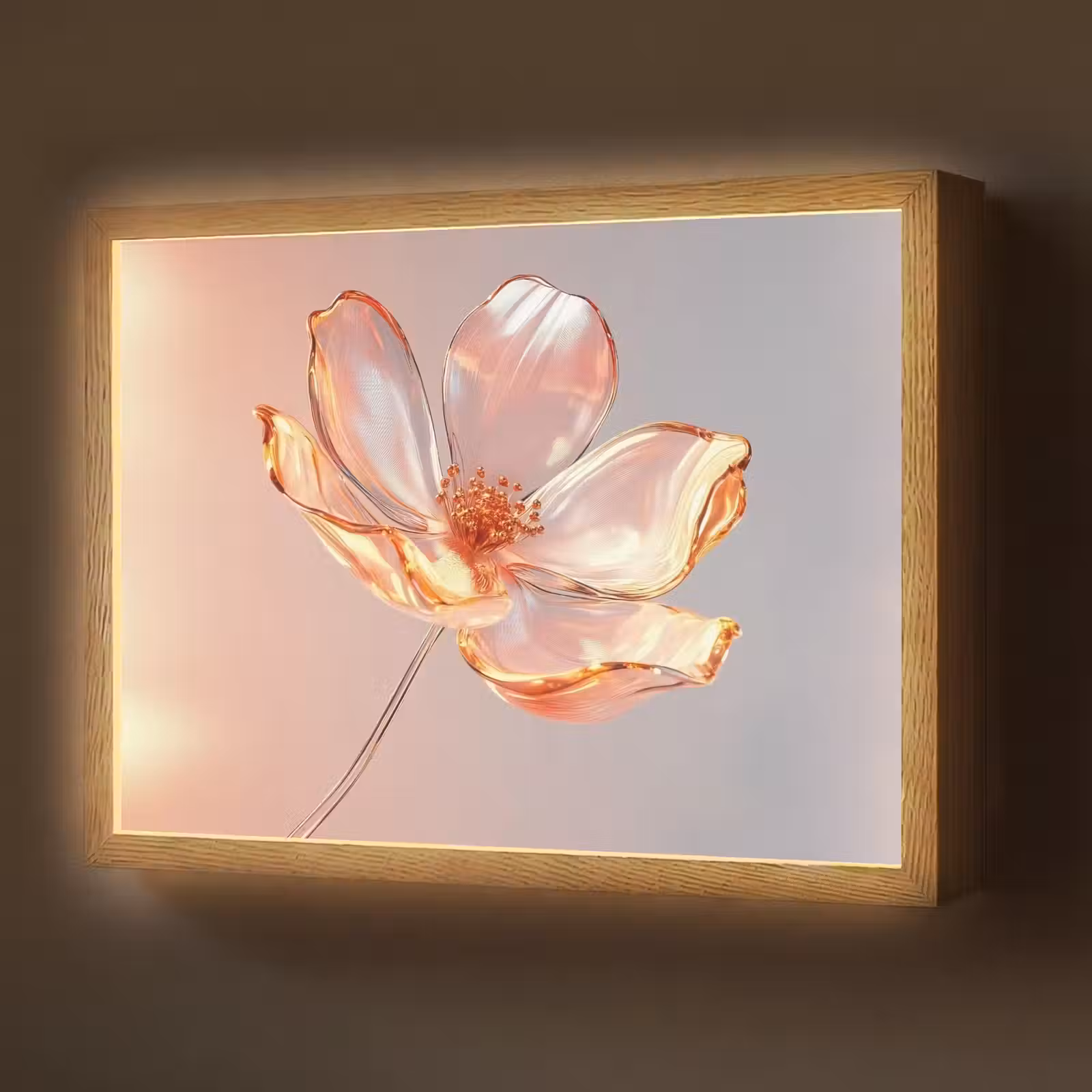 Lightbox - Wandlamp - Glazen - Bloem - Roze — 1