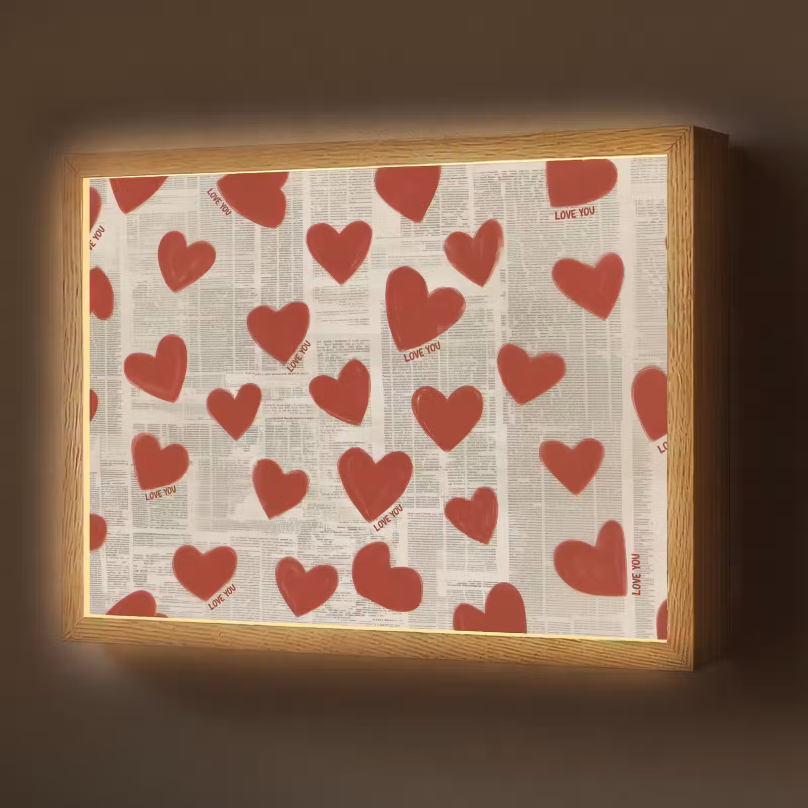 Lightbox - Wandlamp - Hartjes - Krant - Loveyou — 1