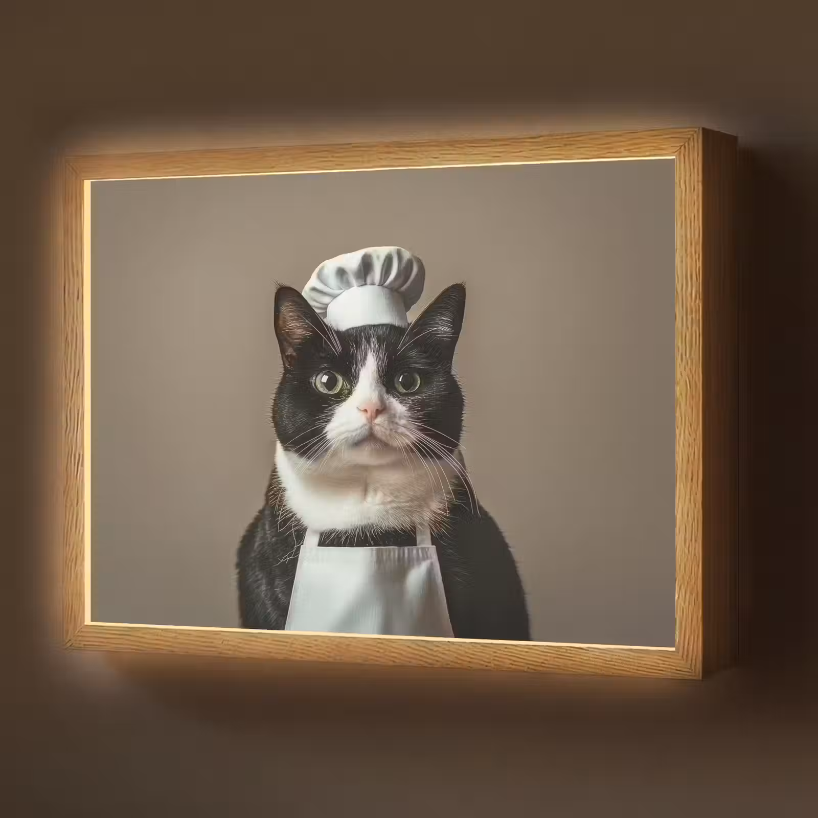 Lightbox - Wandlamp - Kat - Kokskleding - Zwart - Wit — 1