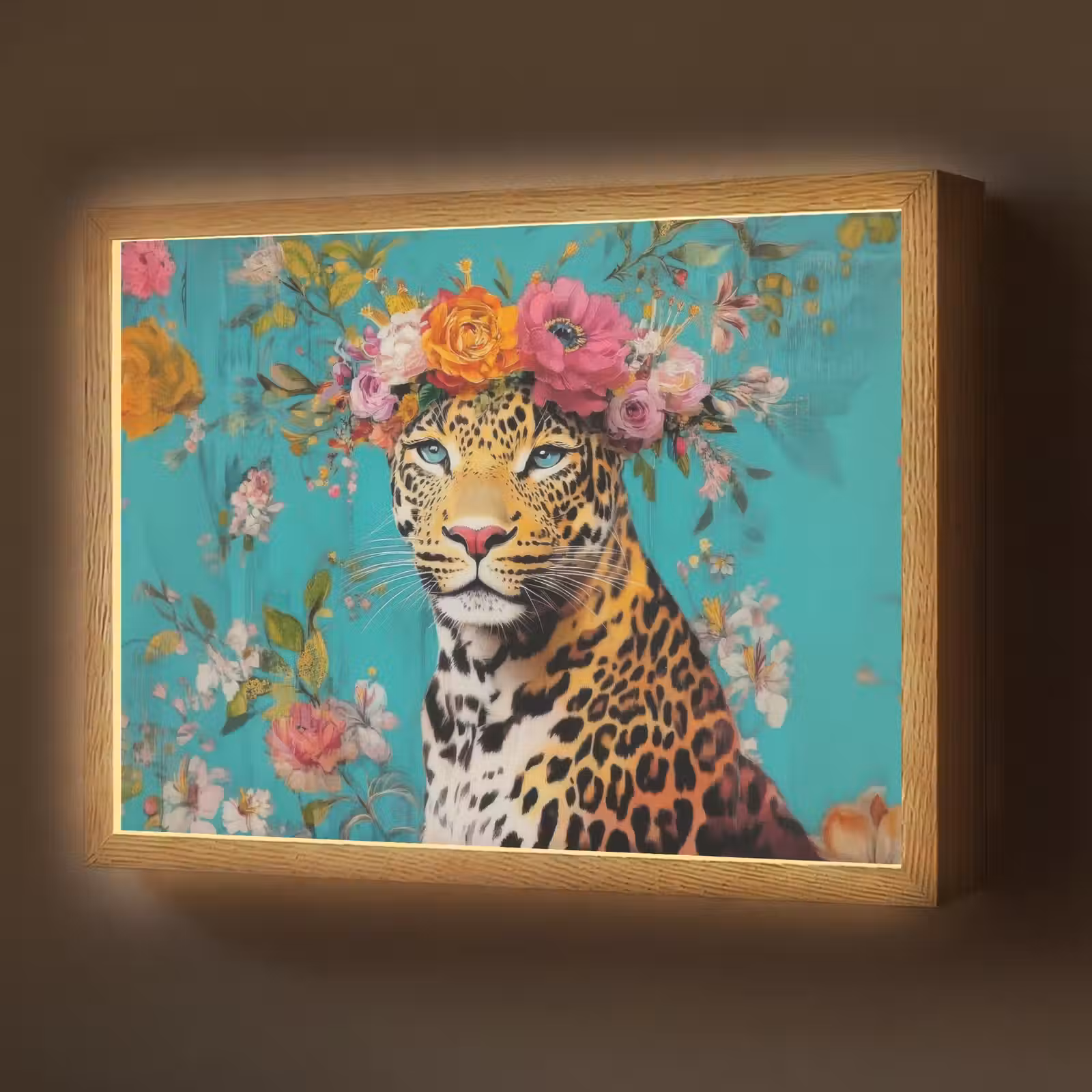 Lightbox - Wandlamp - Luipaard - Bloemen - Kroon — 1