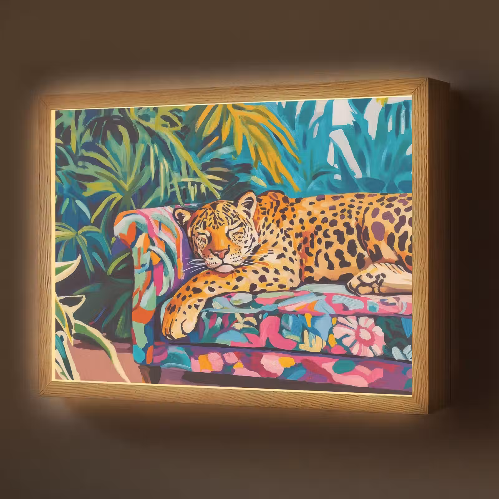 Lightbox - Wandlamp - Luipaard - Kleurrijk - Tropisch — 1