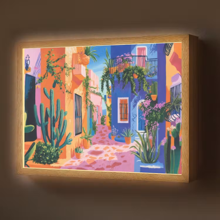 Lightbox - Wandlamp - Geel - Blauw - Oranje - Huis — 1