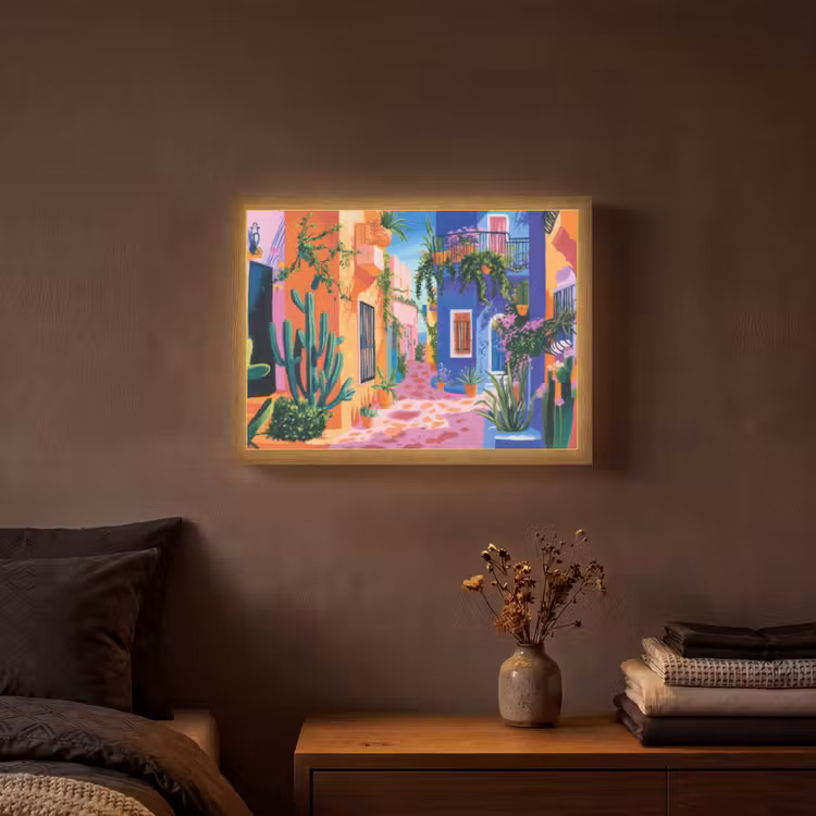 Lightbox - Wandlamp - Geel - Blauw - Oranje - Huis — 3