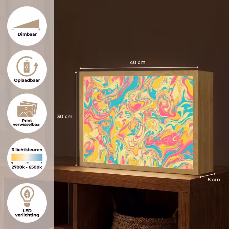 Lightbox - Wandlamp - Geel - Roze - Blauw - Retro — 10