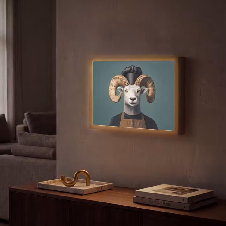 Lightbox - Wandlamp - Geit - Hoorns - Kokskleding — 2