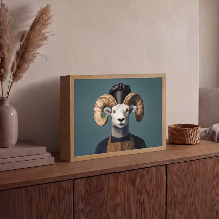Lightbox - Wandlamp - Geit - Hoorns - Kokskleding — 4