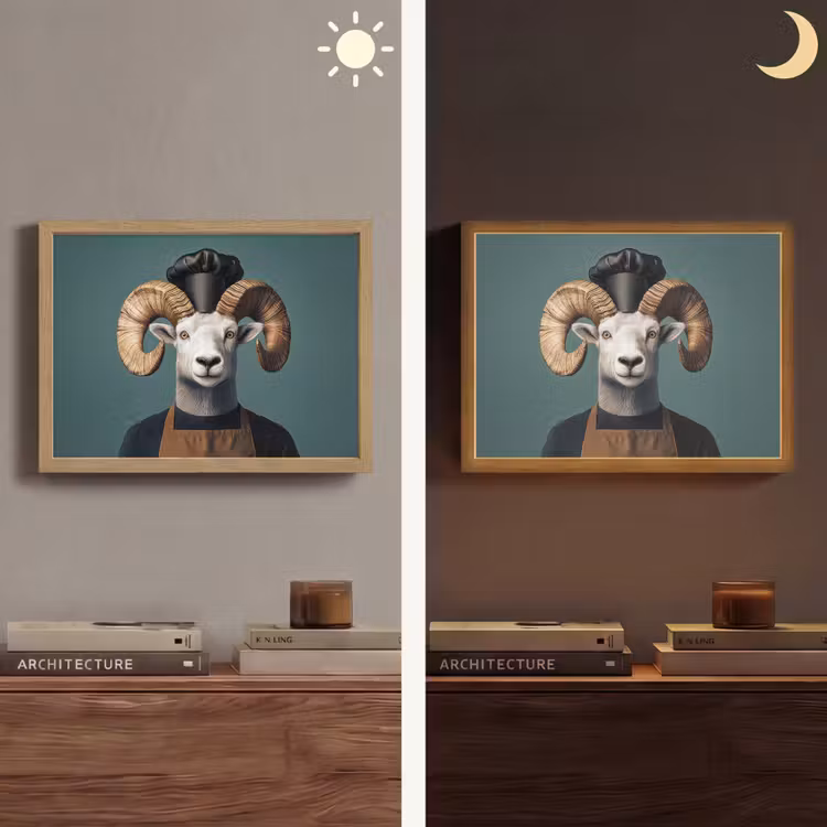 Lightbox - Wandlamp - Geit - Hoorns - Kokskleding — 6