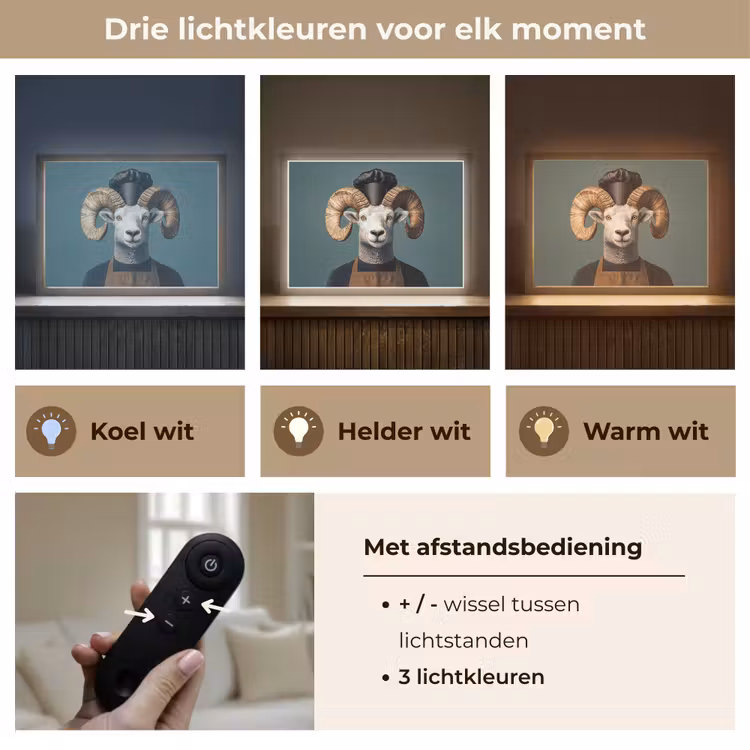 Lightbox - Wandlamp - Geit - Hoorns - Kokskleding — 8