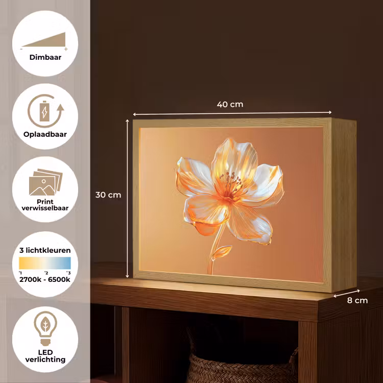 Lightbox - Wandlamp - Glazen - Bloem - Oranje — 10