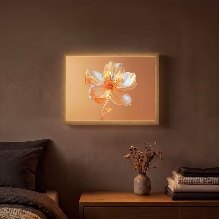 Lightbox - Wandlamp - Glazen - Bloem - Oranje — 3