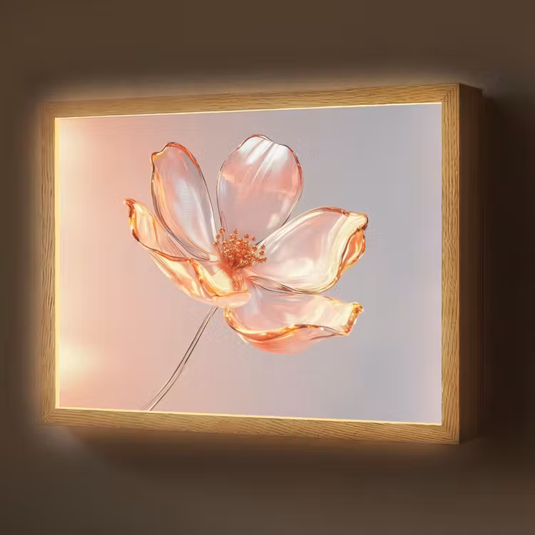 Lightbox - Wandlamp - Glazen - Bloem - Roze — 1