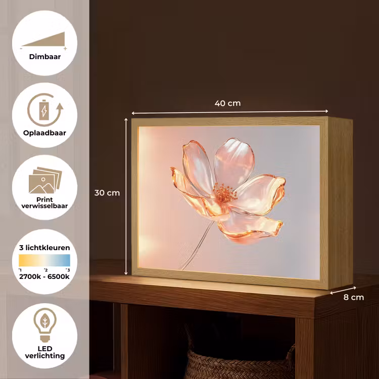 Lightbox - Wandlamp - Glazen - Bloem - Roze — 10