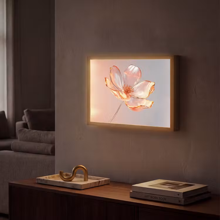 Lightbox - Wandlamp - Glazen - Bloem - Roze — 2