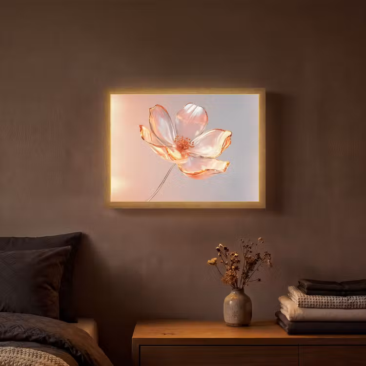 Lightbox - Wandlamp - Glazen - Bloem - Roze — 3