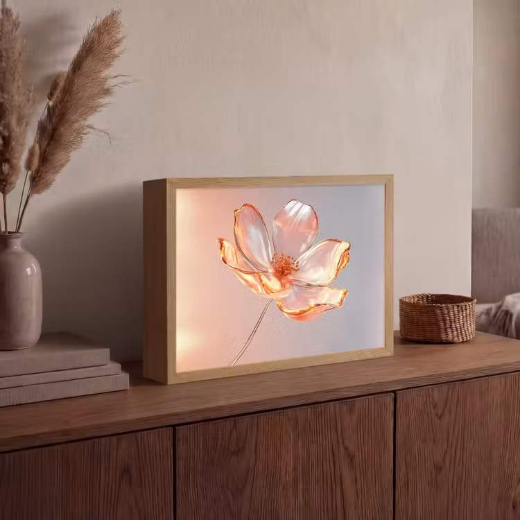 Lightbox - Wandlamp - Glazen - Bloem - Roze — 4