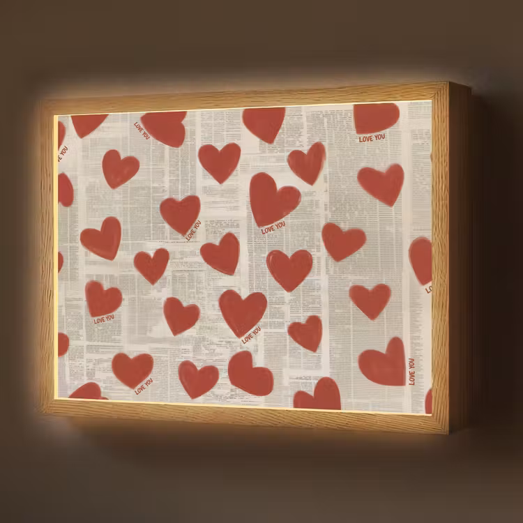 Lightbox - Wandlamp - Hartjes - Krant - Loveyou — 1