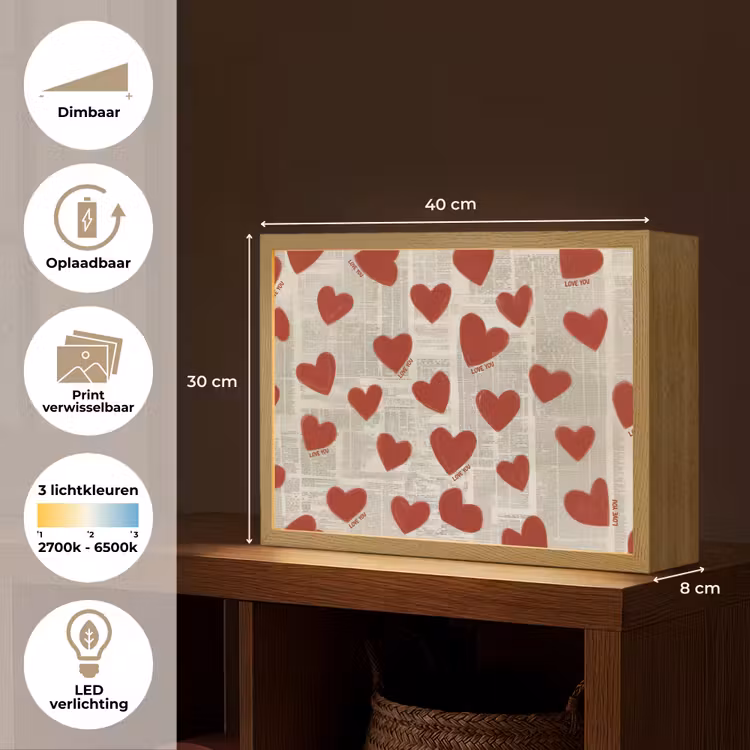 Lightbox - Wandlamp - Hartjes - Krant - Loveyou — 10