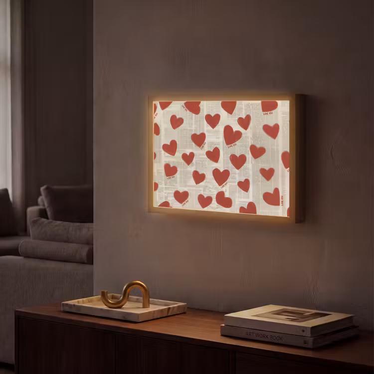 Lightbox - Wandlamp - Hartjes - Krant - Loveyou — 2