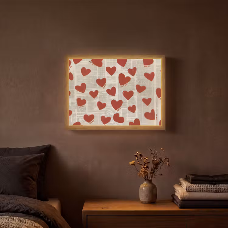 Lightbox - Wandlamp - Hartjes - Krant - Loveyou — 3