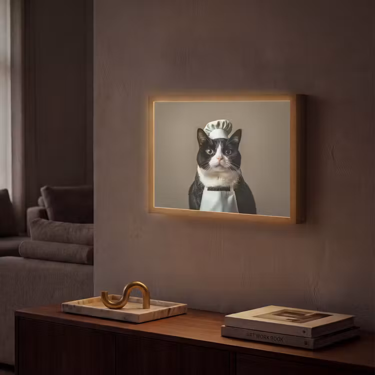 Lightbox - Wandlamp - Kat - Kokskleding - Zwart - Wit — 2