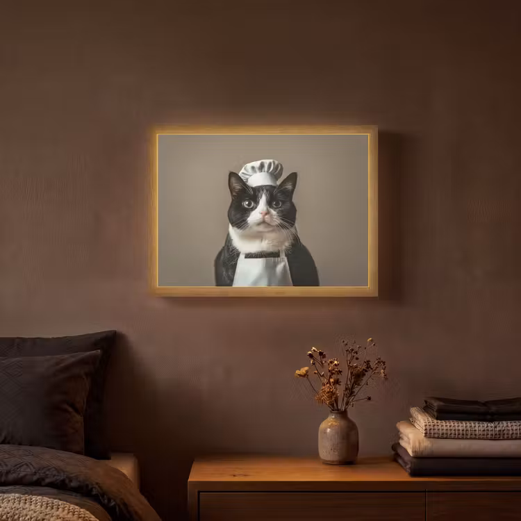 Lightbox - Wandlamp - Kat - Kokskleding - Zwart - Wit — 3